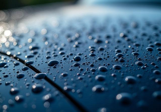 Vanddråber perler på lakken efter keramisk coating